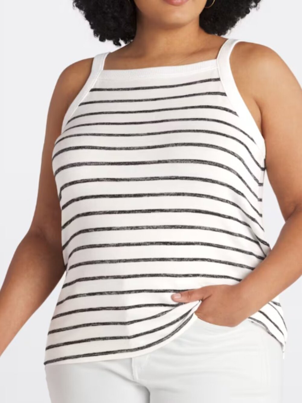Market & Spruce White Tank Top with Black Stripes 2X NWT